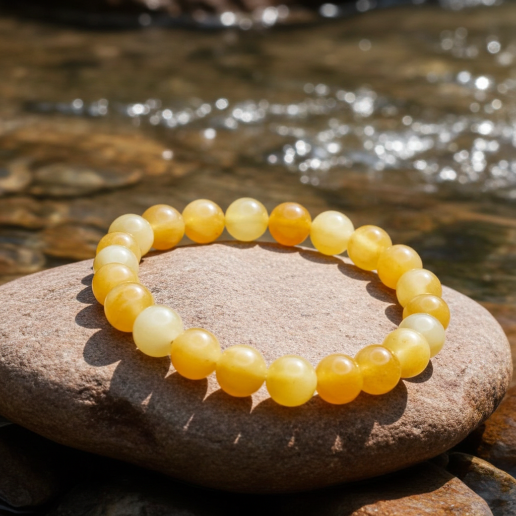Beaded Bracelet - Yellow Jade - 8 mm beads - Honey jade - Natural Gems Belgium