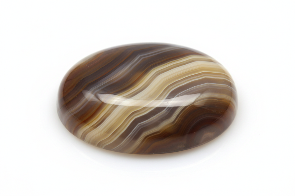 Agate cabochon oval shaped white background