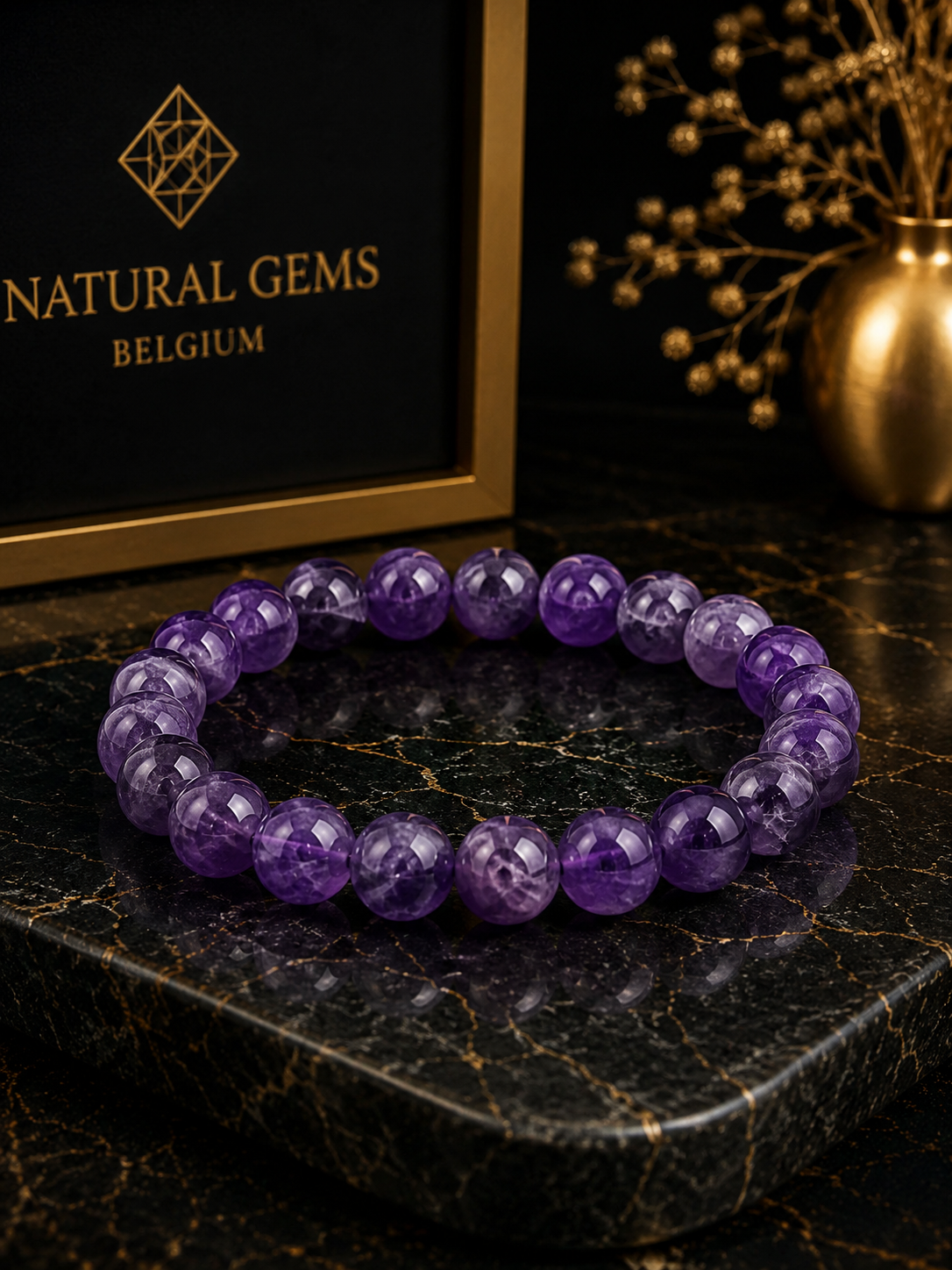 Natural Amethyst Bead Bracelet – 10 mm Purple Amethyst Beads - Natural Gems Belgium