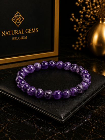 Natural Amethyst Bead Bracelet – 10 mm Purple Amethyst Beads - Natural Gems Belgium