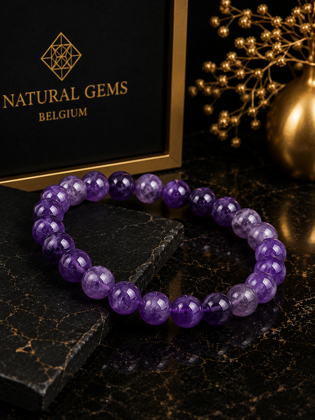 Natural Amethyst Bead Bracelet – 10 mm Purple Amethyst Beads - Natural Gems Belgium