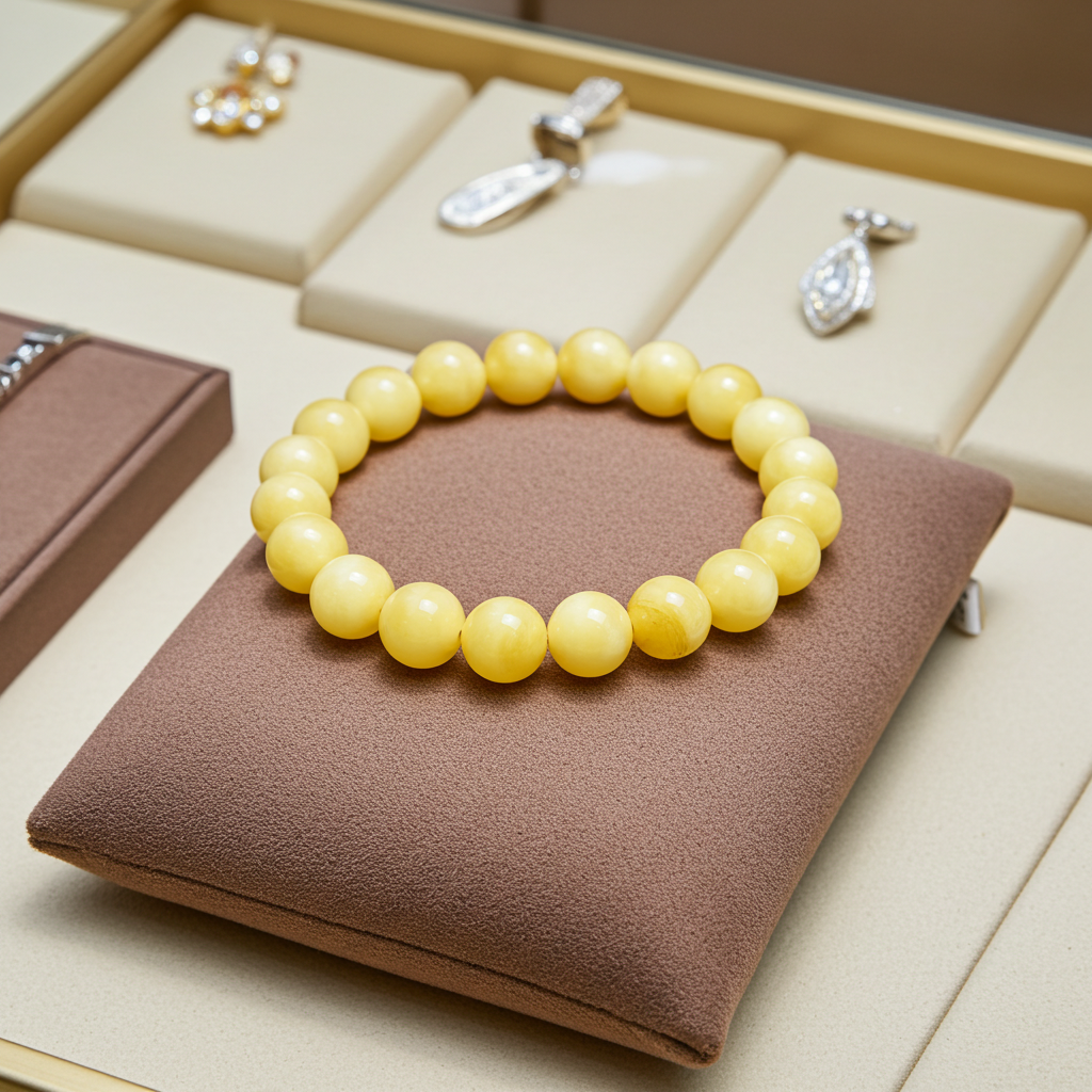 Natural Lemon Jade Beaded Bracelet – 8 mm | 19 cm