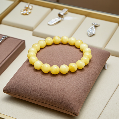 Natural Lemon Jade Beaded Bracelet – 8 mm | 19 cm