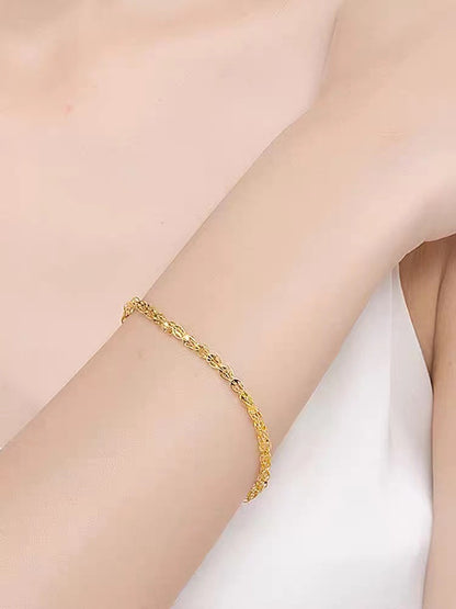 18K Yellow Gold Bracelet 3mm – Adjustable 15–17 cm | NGB Branded Luxury Gold Bracelet