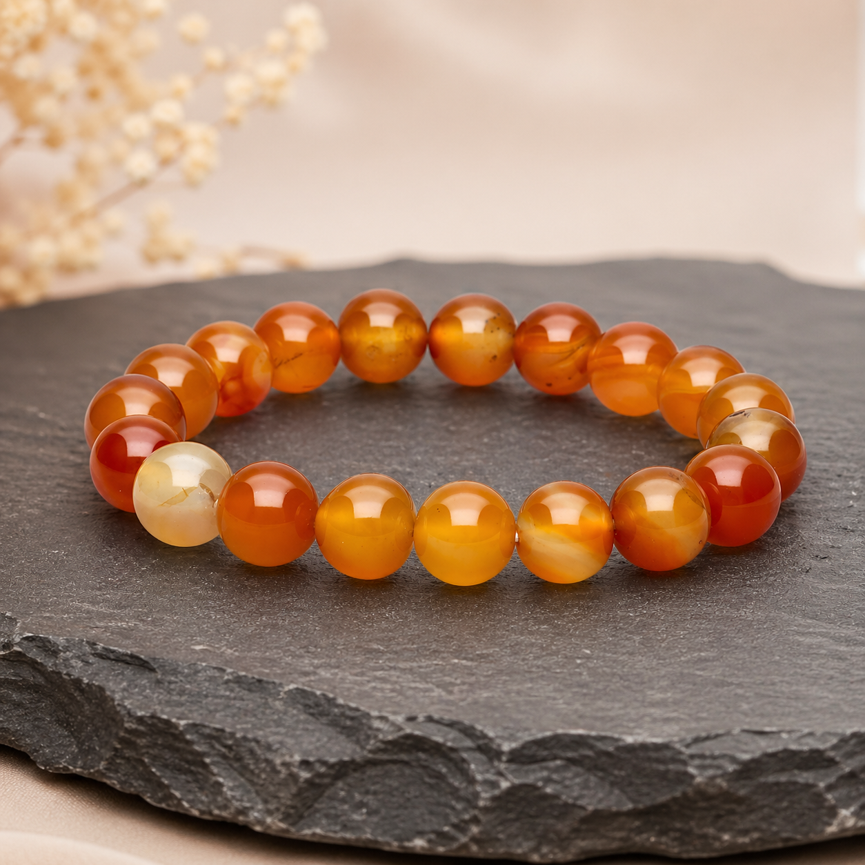 Carnelian Bead Bracelet 8 mm – Natural Orange Carnelian Gemstone Bracelet - Natural Gems Belgium