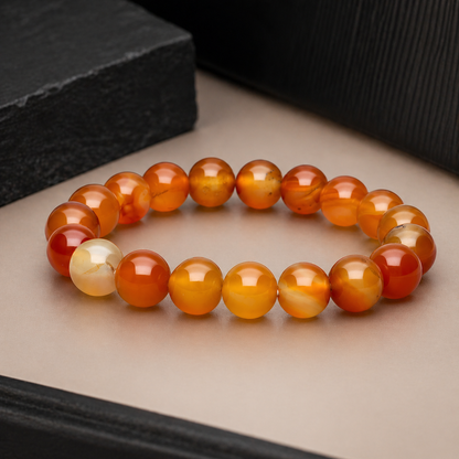 Carnelian Bead Bracelet 8 mm – Natural Orange Carnelian Gemstone Bracelet - Natural Gems Belgium