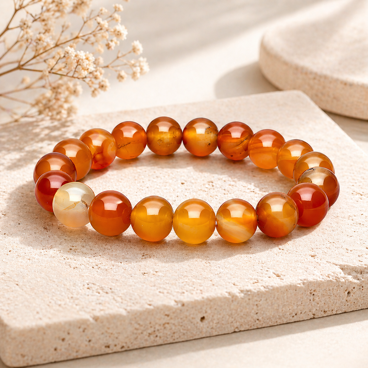 Carnelian Bead Bracelet 8 mm – Natural Orange Carnelian Gemstone Bracelet - Natural Gems Belgium