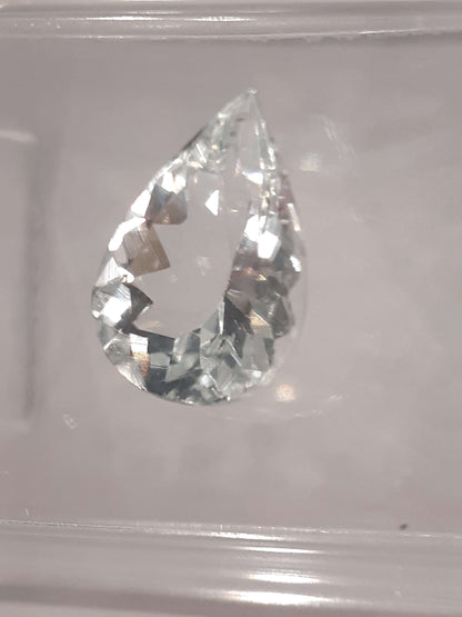 Certified Natural Goshenite (beryl) - 1.53 ct - pear shaped - Brasil - Sealed - Natural Gems Belgium