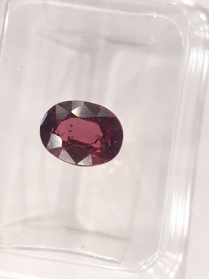 Certified Natural Rhodolite Garnet - 1.58 ct - oval cut - Tanzania - Sealed - Natural Gems Belgium