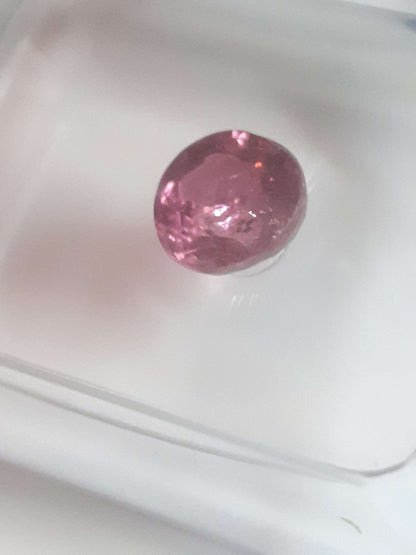 Certified pink tourmaline - 0.88 ct - round brilliant - Sealed - Natural Gems Belgium