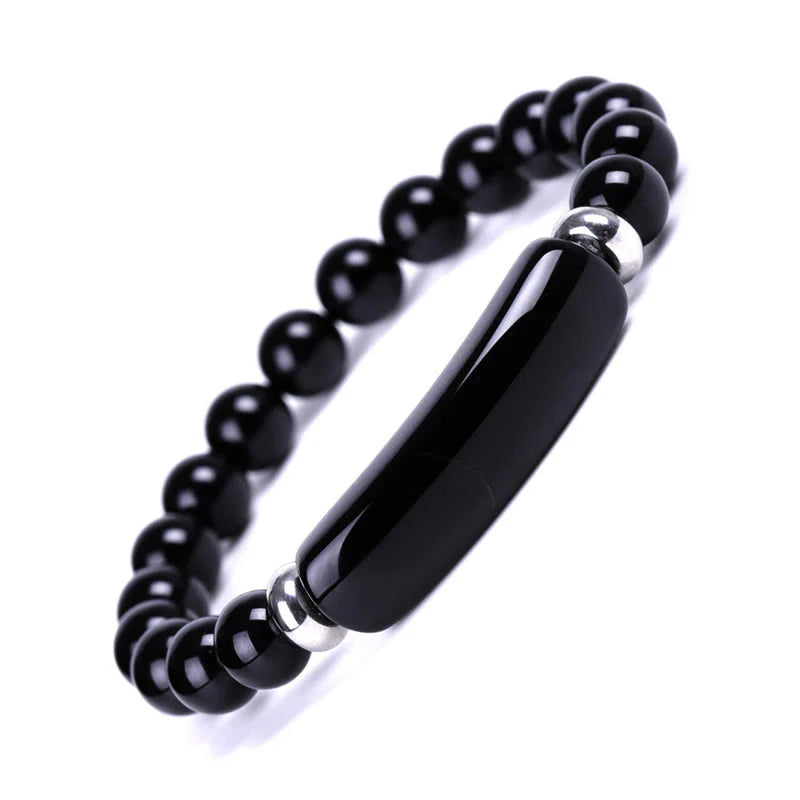 Beaded Bracelet with bridge - Onyx - 8mm - black onyx charm bracelet - Natural Gems Belgium