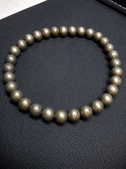 Natural Gold Pyrite Bead Bracelet – 6 mm Pyrite Beads - Natural Gems Belgium