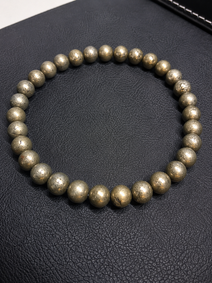 Natural Gold Pyrite Bead Bracelet – 6 mm Pyrite Beads - Natural Gems Belgium