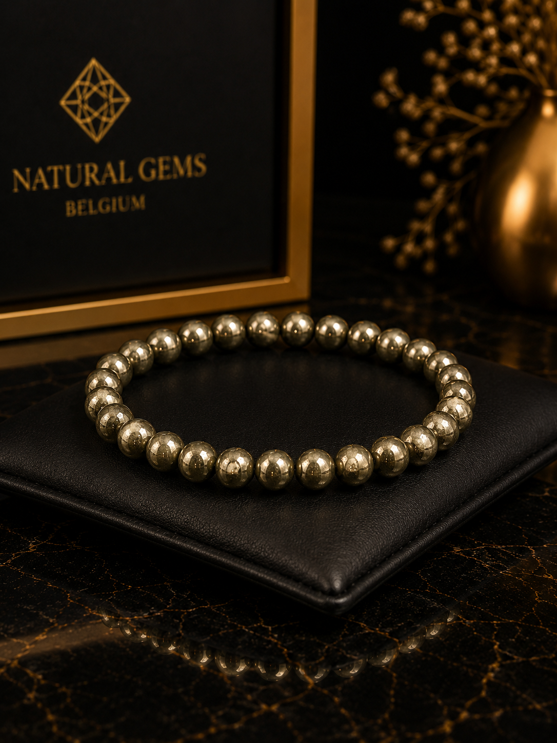 Natural Gold Pyrite Bead Bracelet – 6 mm Pyrite Beads - Natural Gems Belgium