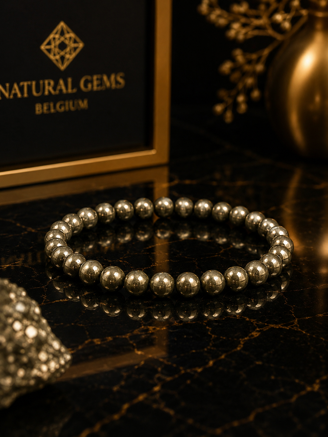 Natural Gold Pyrite Bead Bracelet – 6 mm Pyrite Beads - Natural Gems Belgium