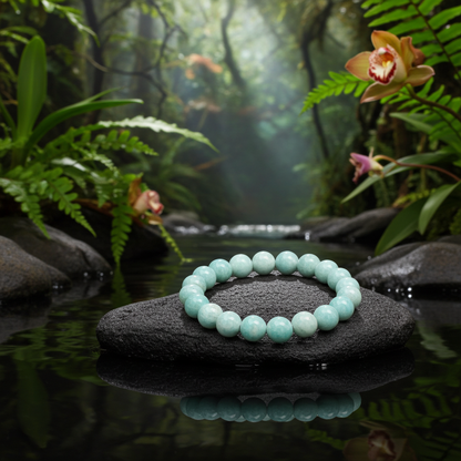 Natural Amazonite Beaded Bracelet – 8 mm | 19 cm