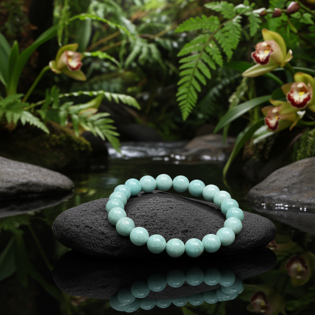 Natural Amazonite Beaded Bracelet – 8 mm | 19 cm