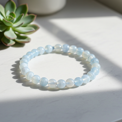 Beaded Bracelet - Agate - 6 mm beads - Blue lace agate - Natural Gems Belgium