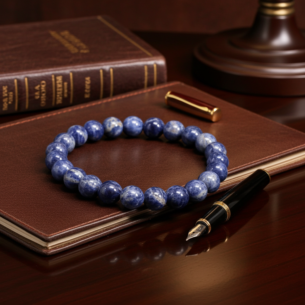 Bracelet en perles de sodalite naturelle 8 mm | Non traité | Brésil