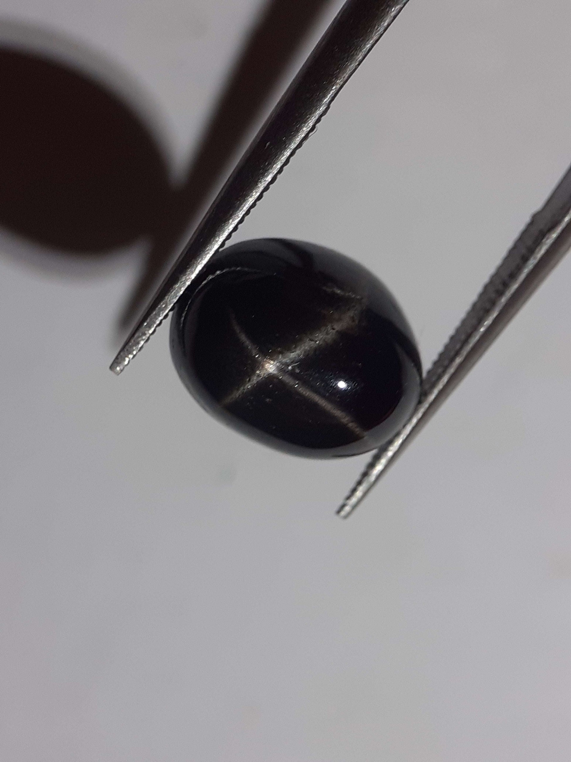 Natural black 4 ray star diopside - 3.79 ct - oval - unheated - certified by NGB - Natural Gems Belgium