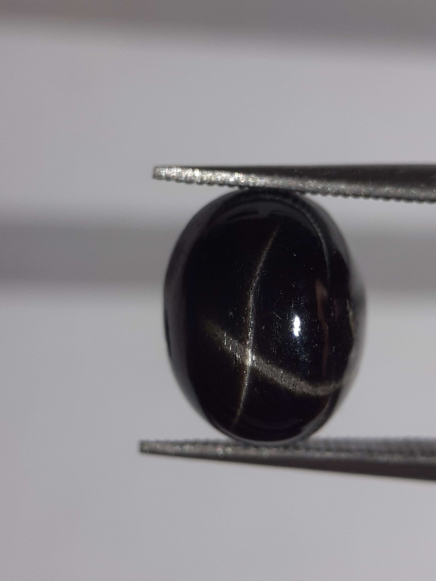 Natural black 4 ray star diopside - 3.79 ct - oval - unheated - certified by NGB - Natural Gems Belgium