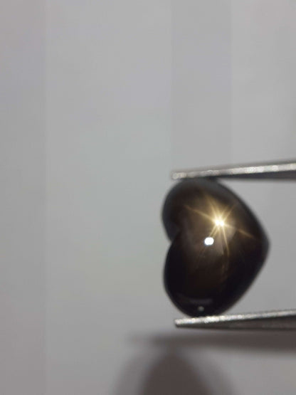 Natural black sapphire - 6 ray star - 3.90 ct - heart - unheated - certified by NGB