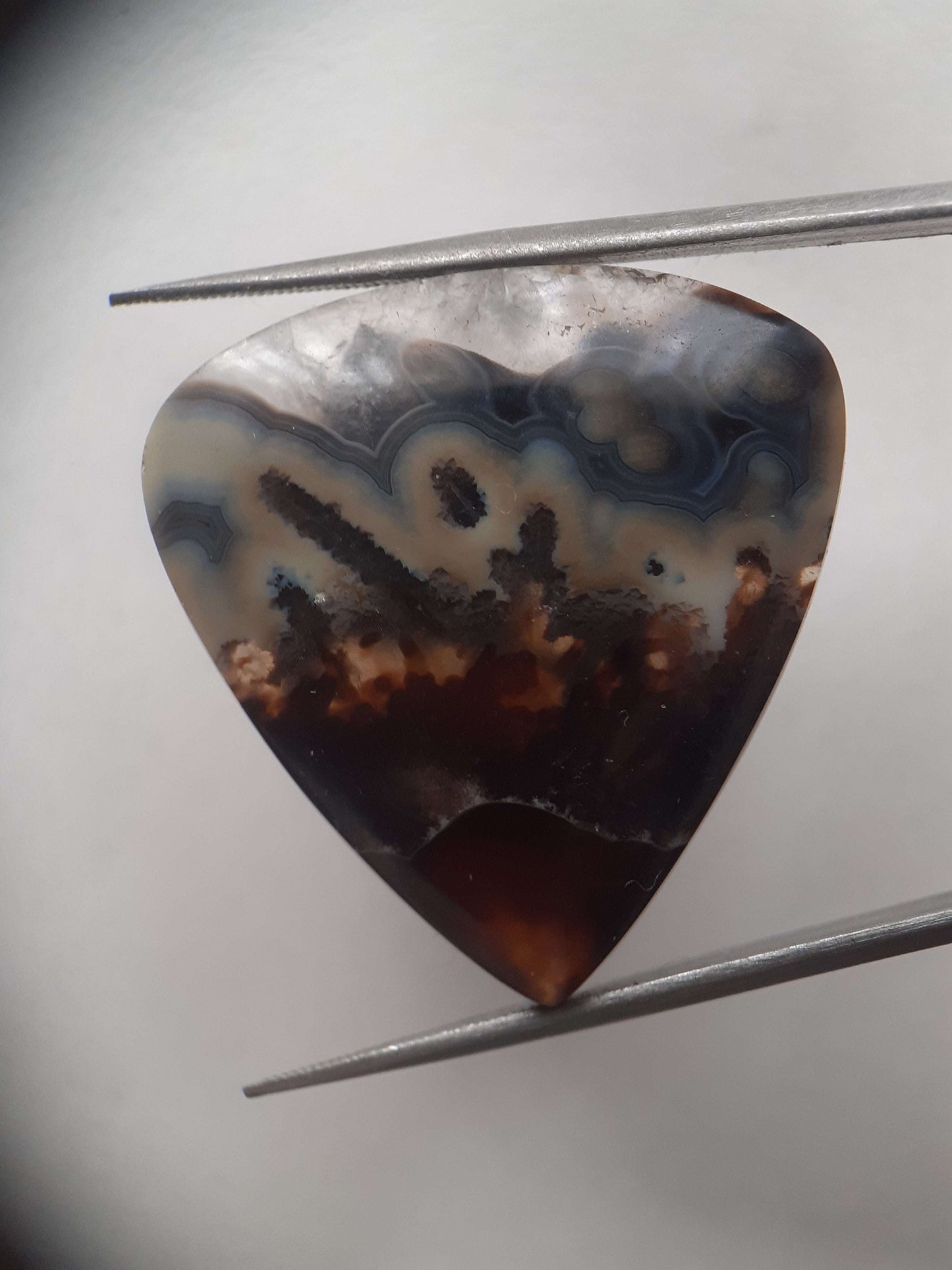 Natural blue and brown Agate - 37.078 ct - pear - rare sumatra palm root agate