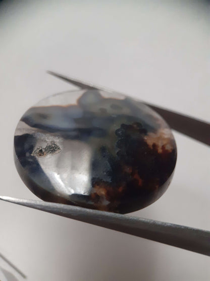 Natural blue and brown Agate - 41.360 ct - round - rare sumatra palm root agate