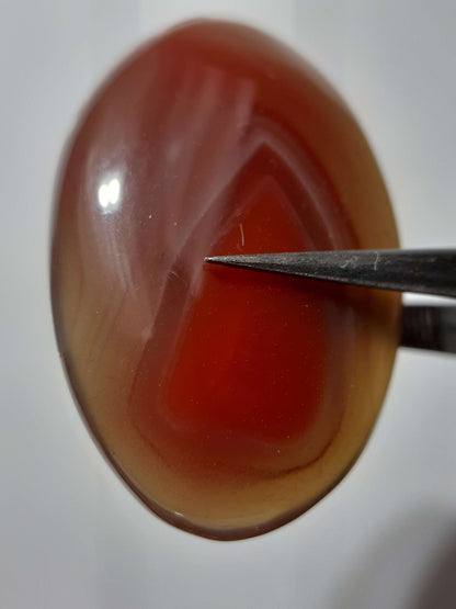 Natural brownish red Botswana Agate - 24.46 ct - oval Cabochon - unheated - certified by NGB