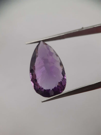 Natural deep purple Amethyst - 9.783 ct - pear - custom cut - certified natural