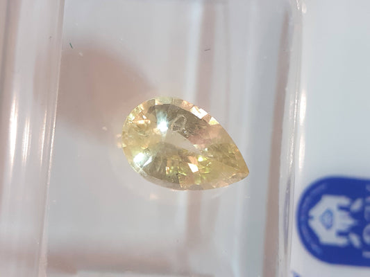 Certified Natural Yellow Sapphire - 1.38 ct - Ceylon - unheated untreated - Sealed - Natural Gems Belgium