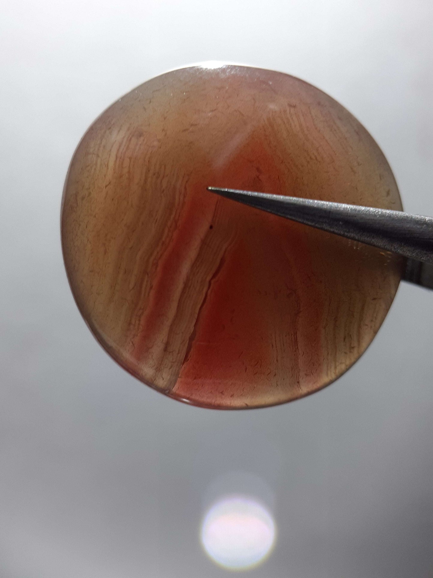 Natural gray and red Botswana Agate - 18.13 ct - round Cabochon - unheated - certified by NGB