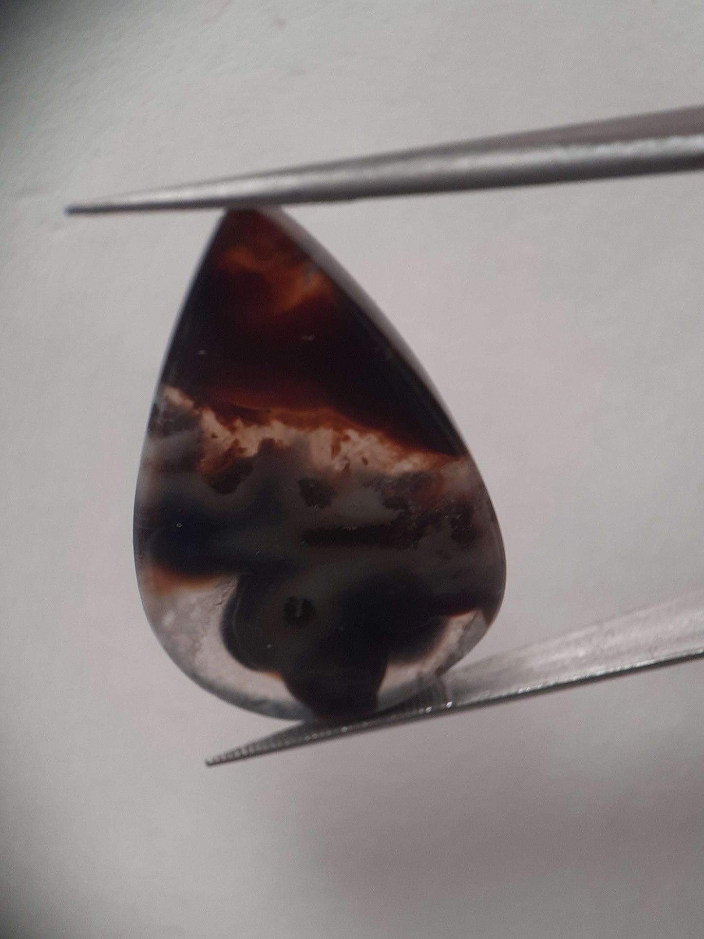 Natural grey and brown Agate - 24.420 ct - pear - rare sumatra palm root agate