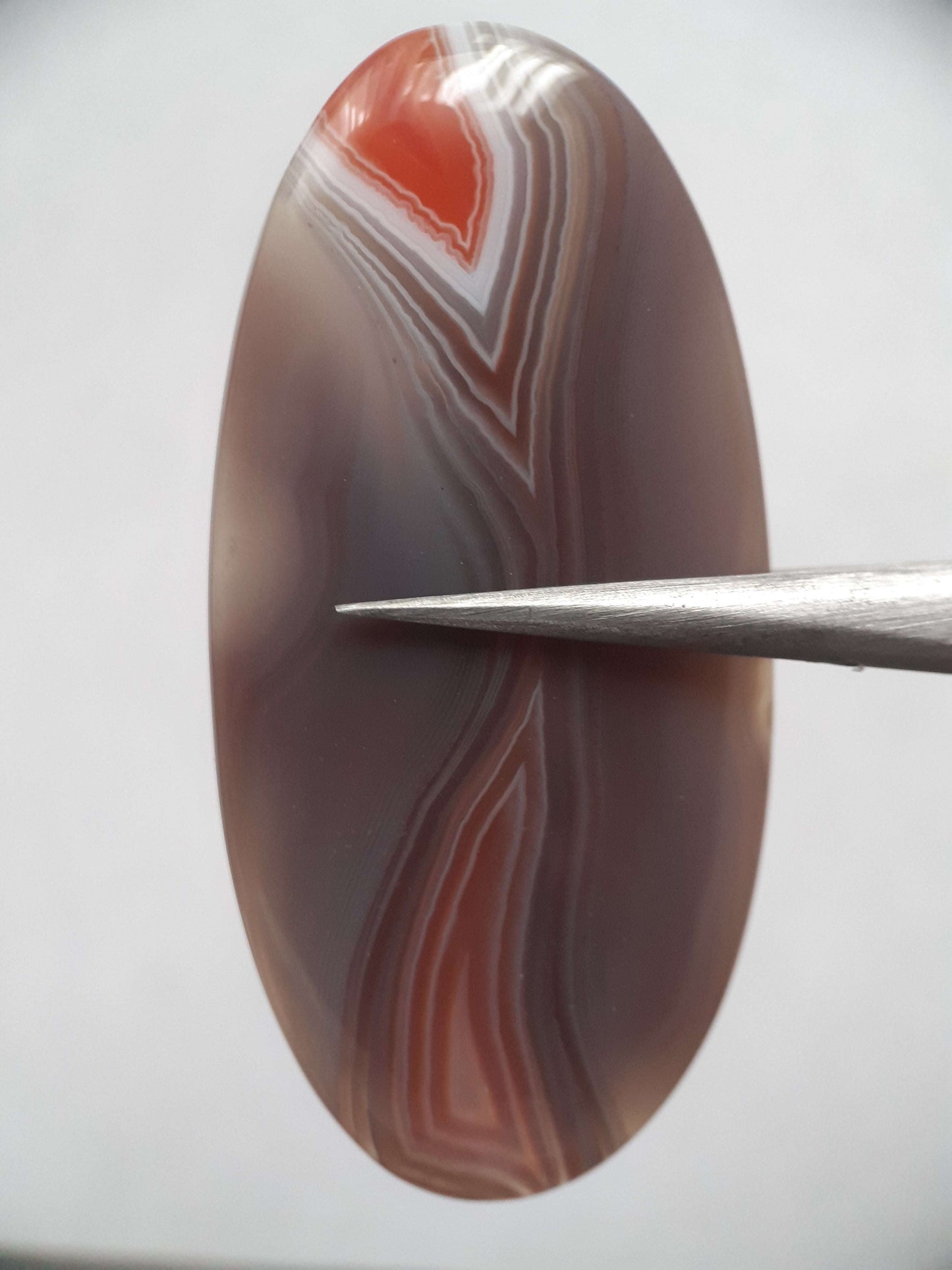 Natural grey and orangy red Botswana Agate - 36.98 ct - oval - amazing pattern and color