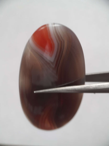 Natural grey and orangy red Botswana Agate - 36.98 ct - oval - amazing pattern and color