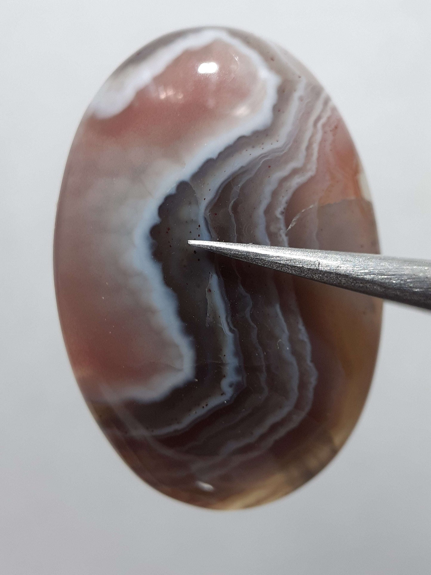 Natural grey black white brown Botswana Agate - 23.61 ct - oval Cabochon - unique - certified by NGB