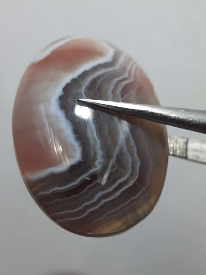 Natural grey black white brown Botswana Agate - 23.61 ct - oval Cabochon - unique - certified by NGB