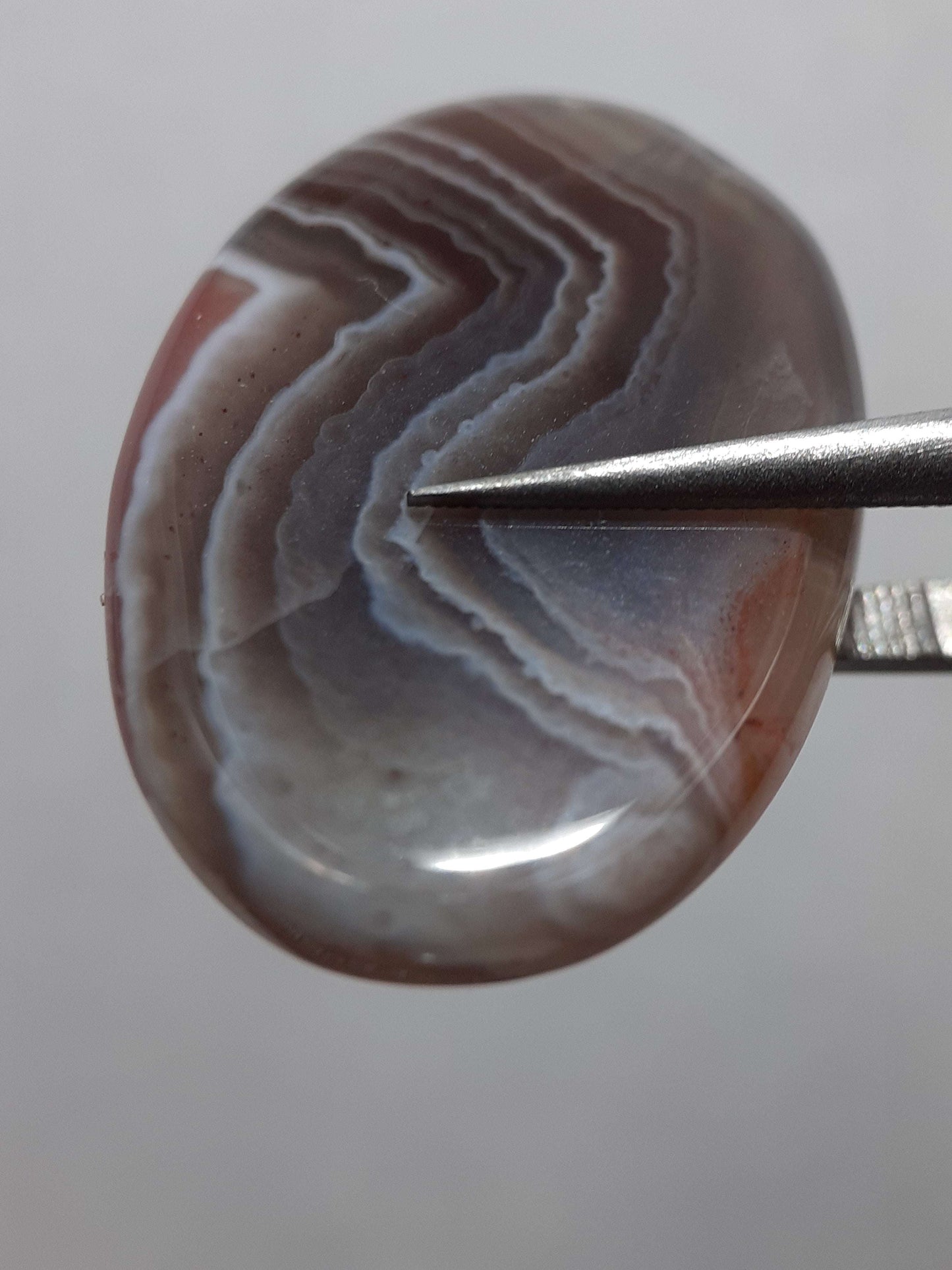 Natural grey black white brown Botswana Agate - 23.61 ct - oval Cabochon - unique - certified by NGB