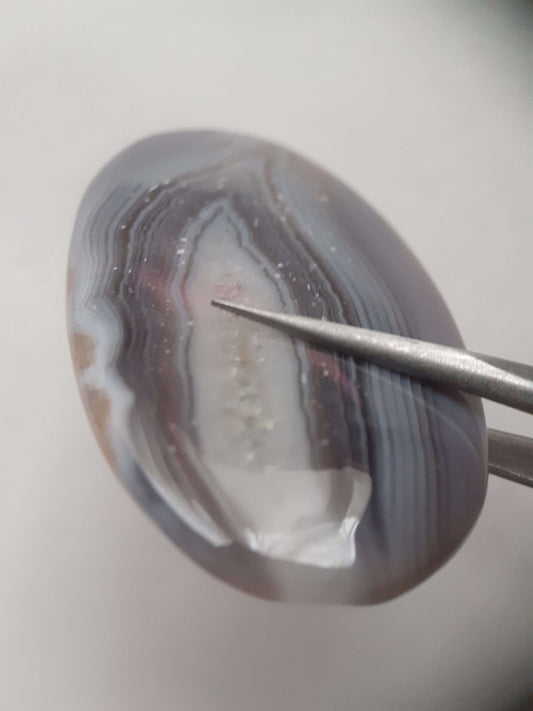 Natural grey Botswana Agate - 43.183 ct - long oval Cabochon - certified natural