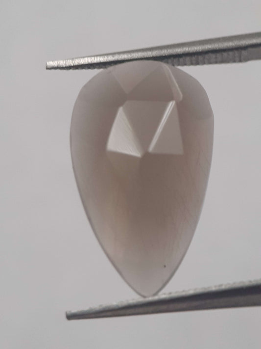 Natural greyish brown smoky quartz - 4.573 ct - pear  - unheated - Rose cut