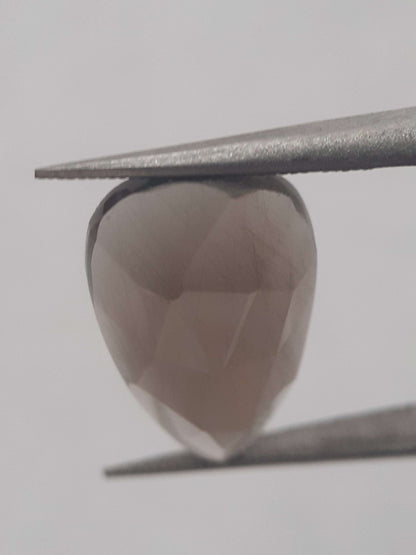 Natural greyish brown smoky quartz - 4.573 ct - pear  - unheated - Rose cut