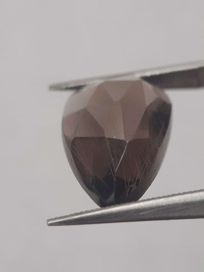 Natural greyish brown smoky quartz - 4.573 ct - pear  - unheated - Rose cut