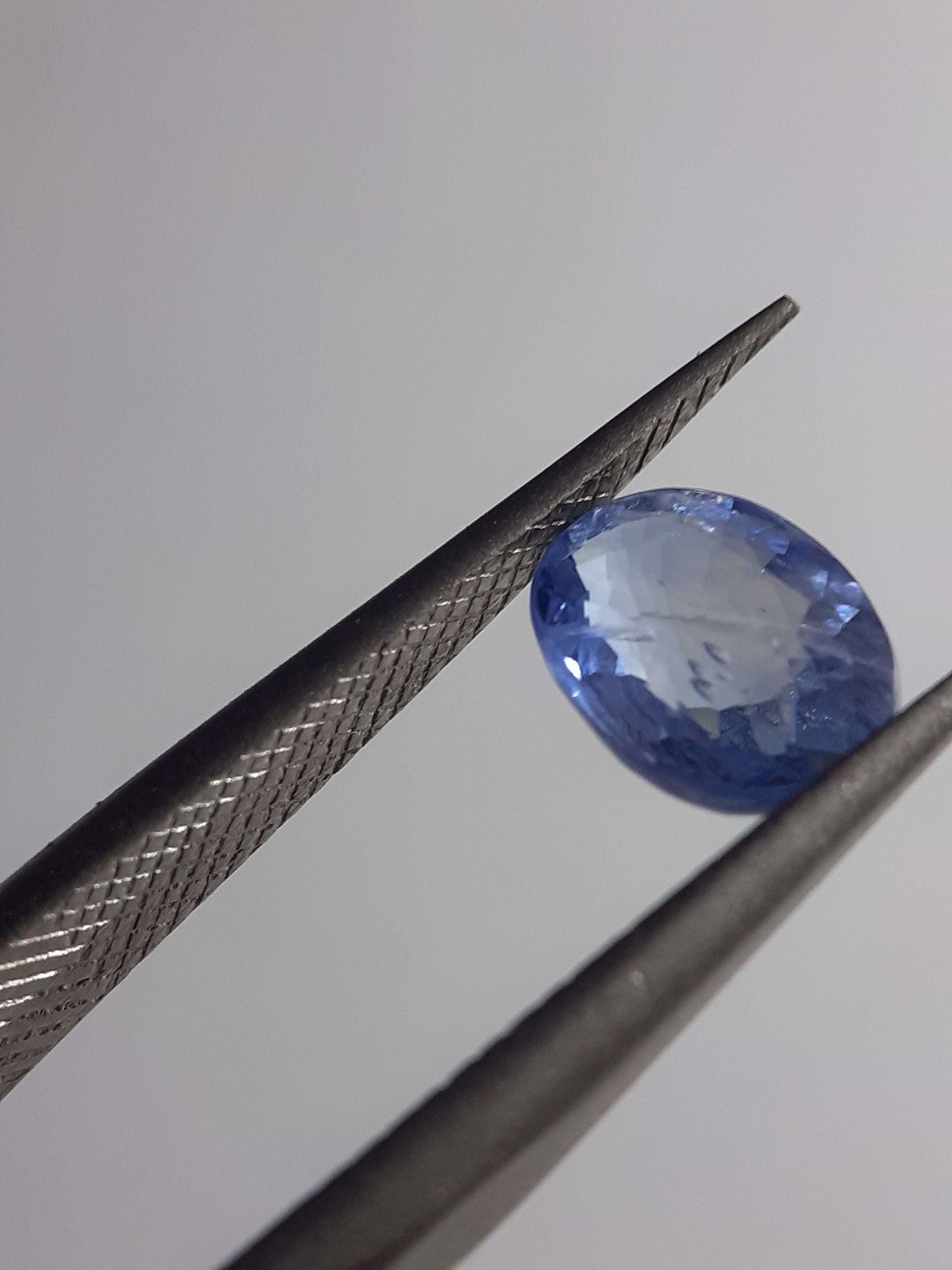 Natural light blue to blue sapphire - 1.54ct - oval - Ceylon - certified by NGB - Natural Gems Belgium