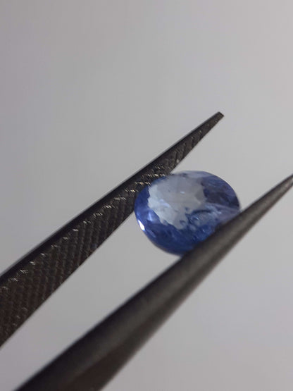 Natural light blue to blue sapphire - 1.54ct - oval - Ceylon - certified by NGB - Natural Gems Belgium