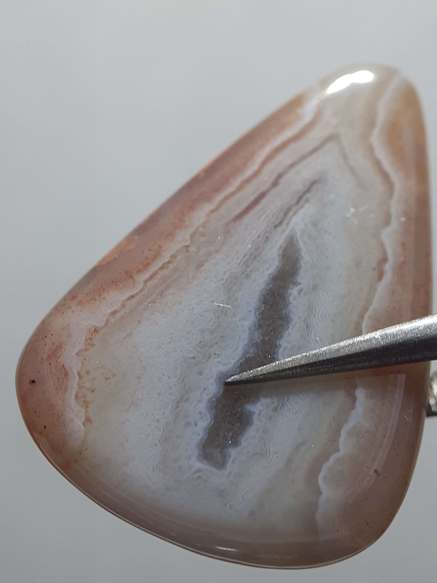 Natural Light brown white laced Botswana Agate - 20.18 ct - pear Cabochon - Amazing color and pattern