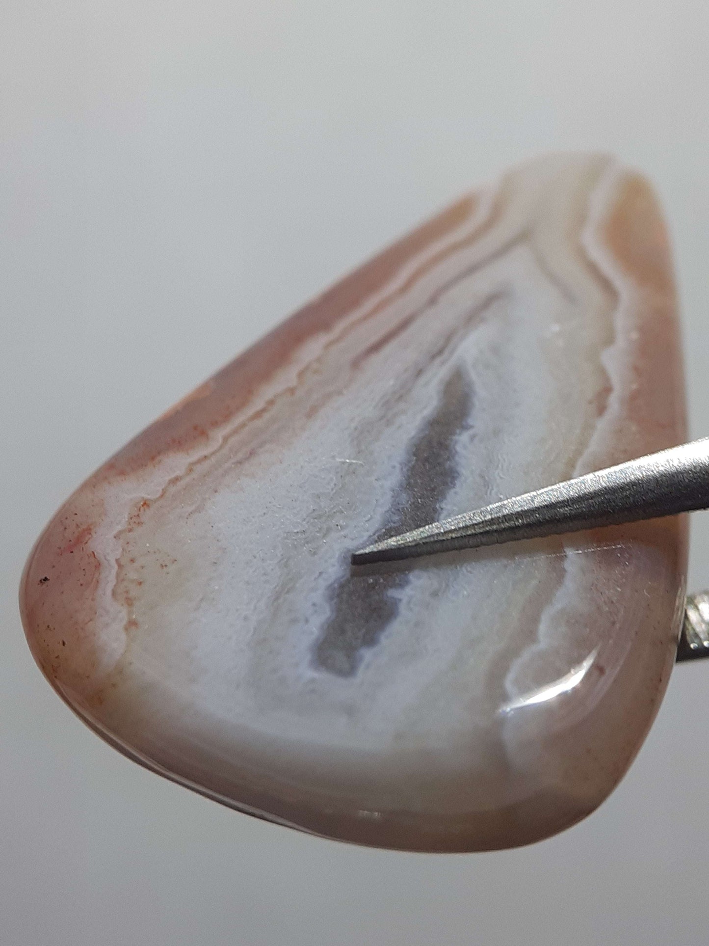 Natural Light brown white laced Botswana Agate - 20.18 ct - pear Cabochon - Amazing color and pattern