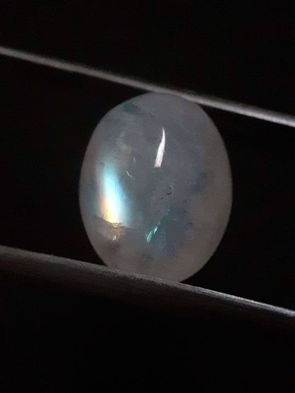 Natural Moonstone - greenish blue adularescence - 13.385 ct - oval cabochon