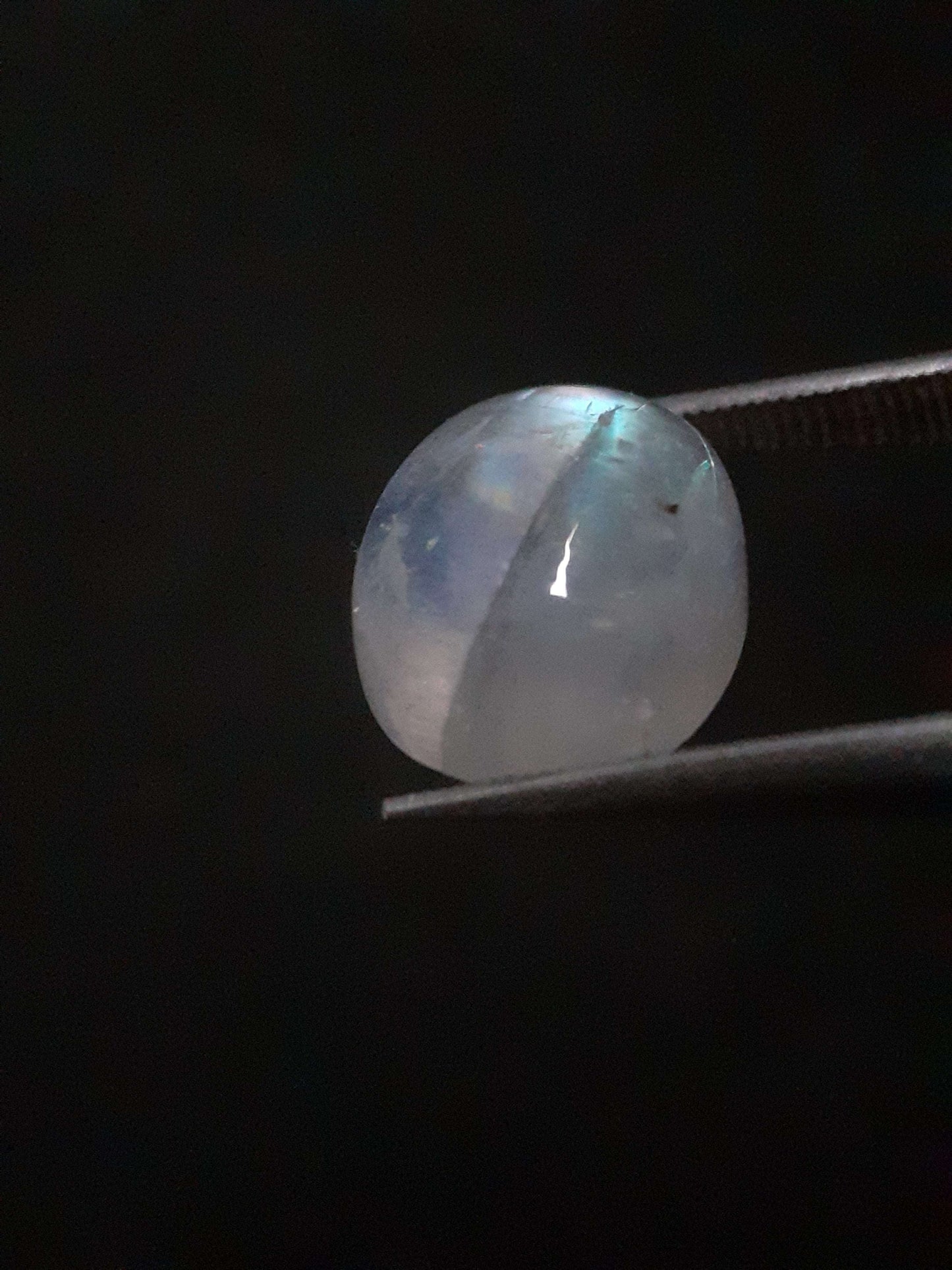 Natural Moonstone - light blue adularescence - 4.160 ct - oval cabochon