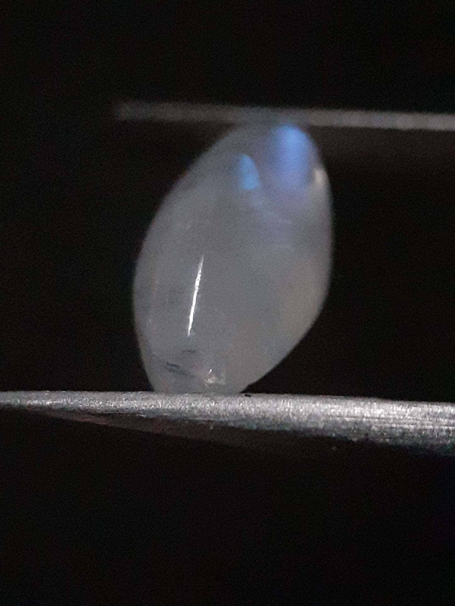 Natural Moonstone - lightblue and purplish blue adularescence - 3.704 ct - marquise cabochon