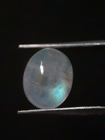 Natural Moonstone - orangey yellow and pale blue adularescence - 3.883 ct - oval